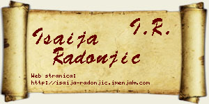 Isaija Radonjić vizit kartica